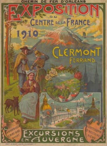 Affiche Excursions En Auvergne 1910