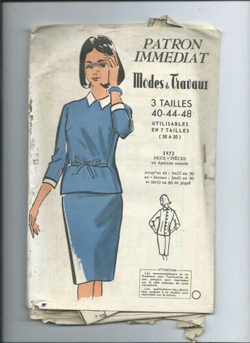 Patron Immédiat Modes & Travaux Deux-Pièces Femme 3 Tailles 40-44-48 N° 3972