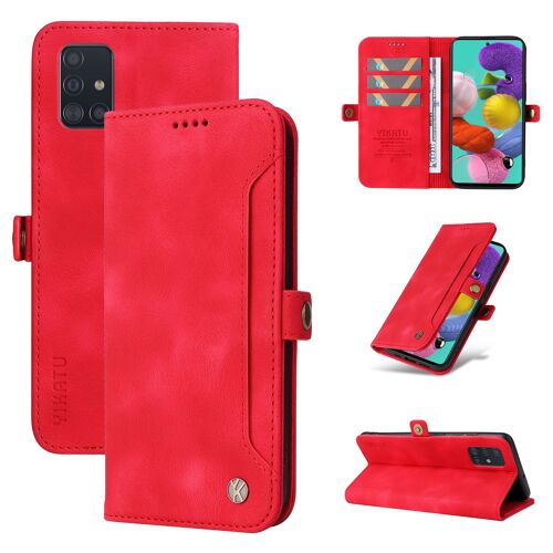 Coque Samsung Galaxy A51 4g,Flip Magnétique Protection Case Portefeuille Samsung Galaxy A51 4g,Antichoc Housse,Etui En Cuir Pu Pour Portefeuille Avec Pour Samsung Galaxy A51 4g,Rouge