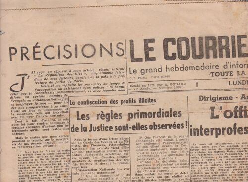 Le Courrier Du Commerce N° 6828 . La Confiscation Des Profits Illicites