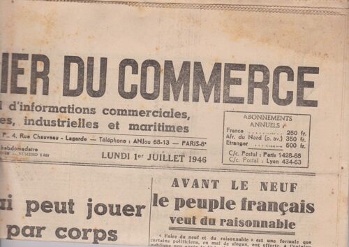 Le Courrier Du Commerce N° 6860 . Avant Le Neuf Le Peuple Francais Veut Du Raisonnable