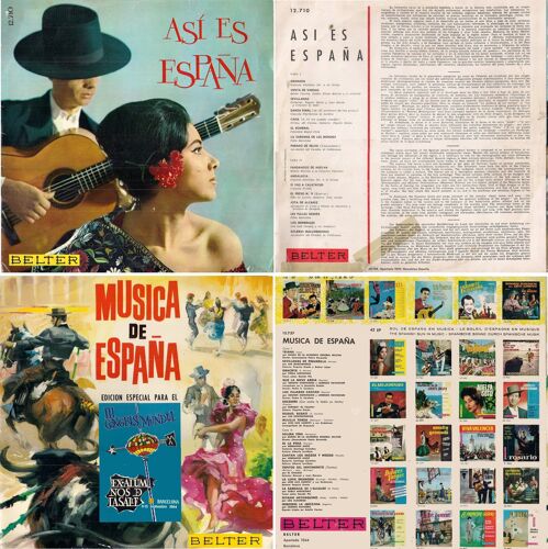 Lot 2 Vinyles: Así Es España / Música De España: 32 Titres Dont Granada/ Sevillanas/ Andalucia/ Si Vas A Calatayud/ El Preso N° 9 Triana Soleares Es La Pena/ La Luna Enamora/ Mercedes La Jerezana
