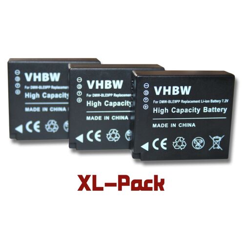 vhbw 3x Batterie compatible avec Panasonic Lumix DMC-GF3T, DMC-GF5X, DMC-GF6, DMC-GF5, DMC-GF3W, DMC-GF3X appareil photo (750mAh, 7,2V, Li-ion)