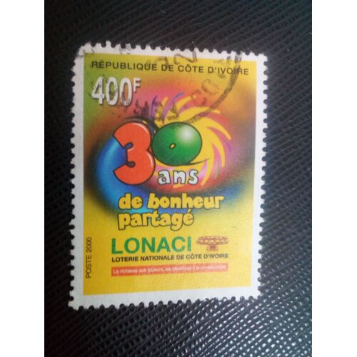 Timbre Cote D'ivoire Y T 1059 30e Anniversaire De La Loterie Nationale 2000 ( 151006 )