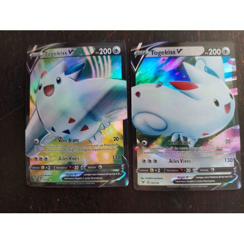 Lot De 2 Cartes Pokemon Base 200 Togekiss V /Reverse Brillante