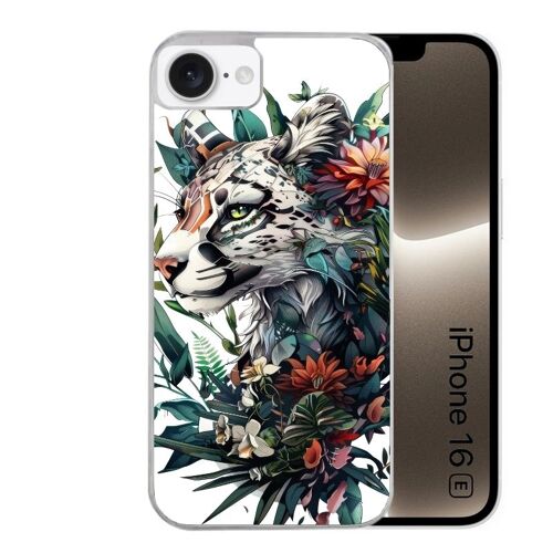 Coque pour Iphone 16E motif leopard et fleur
