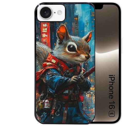 Coque noire pour Iphone 16E motif ecureuil squirrel 2