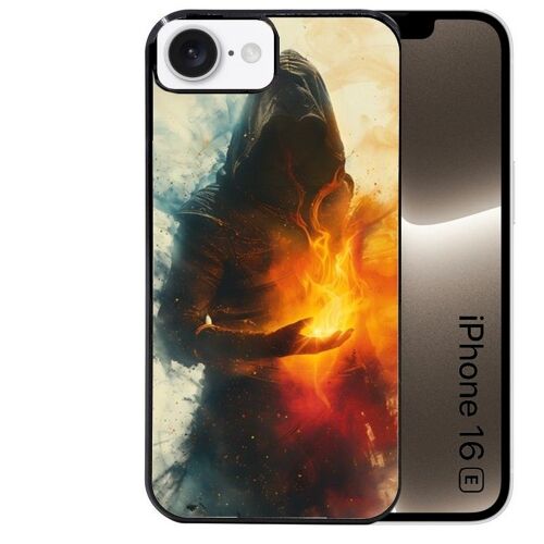 Coque noire pour Iphone 16E sorcier de feu