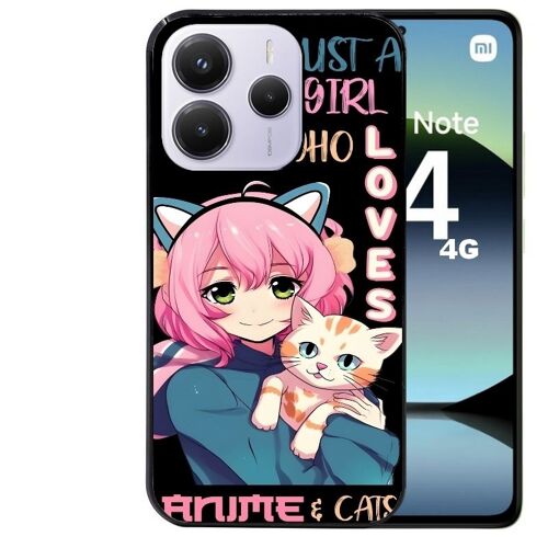 Coque Noire Pour Redmi Note 14 4g Motif Anime Et Chat