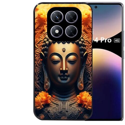 Coque Noire Pour Redmi Note 14 Pro 4g Motif Bouddha Et Fleur