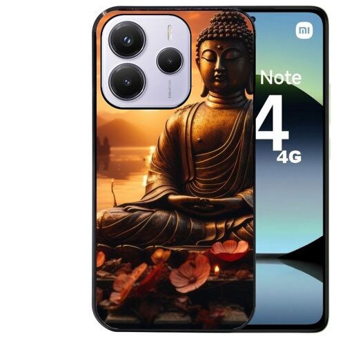 Coque Noire Pour Redmi Note 14 4g Motif Bouddha Et Soleil