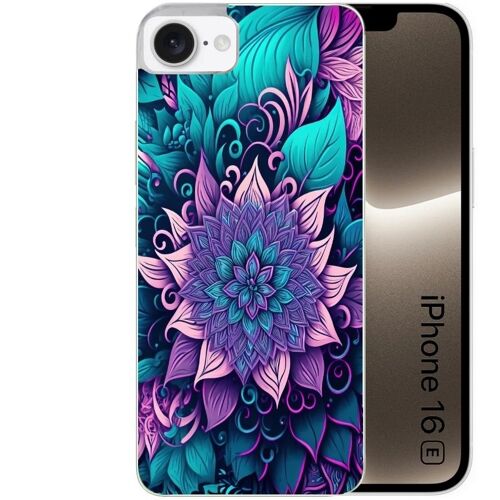 Coque pour Iphone 16E tropical mandala Fleur violet