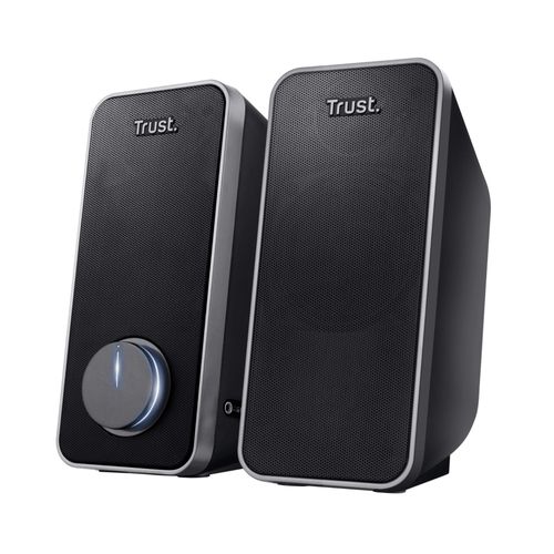 Trust Arys Enceinte PC 2.0 pour Ordinateur, Haut Parleur PC, 28 Watt, Jack 3,5 mm, Alimentation USB, pour Portable, Noir