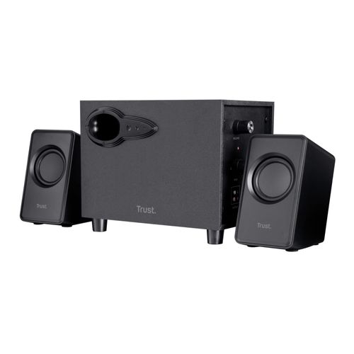 Trust Avora Enceinte PC 2.1, Caisson de Basses en Bois, 18W (9W RMS), USB, Jack 3,5 mm, Système d'enceintes Compactes, Haut-parleurs
