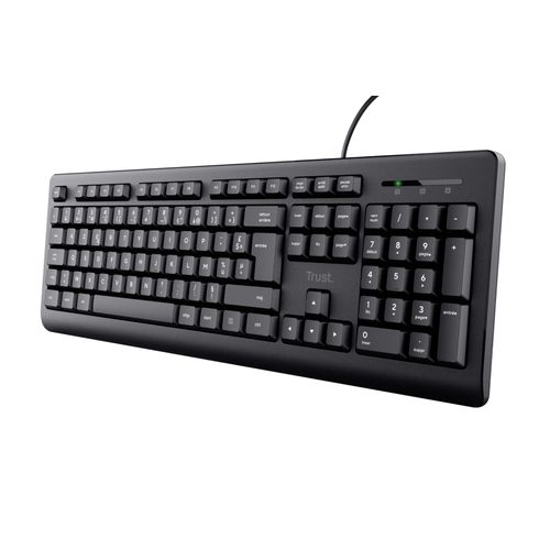 Trust Taro Clavier Filaire AZERTY Français, Résistant aux Éclaboussures, Silencieux, Câble USB de 1.8 m, Touches Plates, Clavier PC