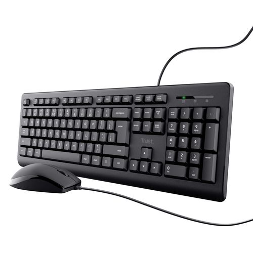 Trust Taro Pack Clavier et Souris Filaires - Clavier AZERTY Français, Résistant aux Éclaboussures, Silencieux, Câble USB de 1.8 m