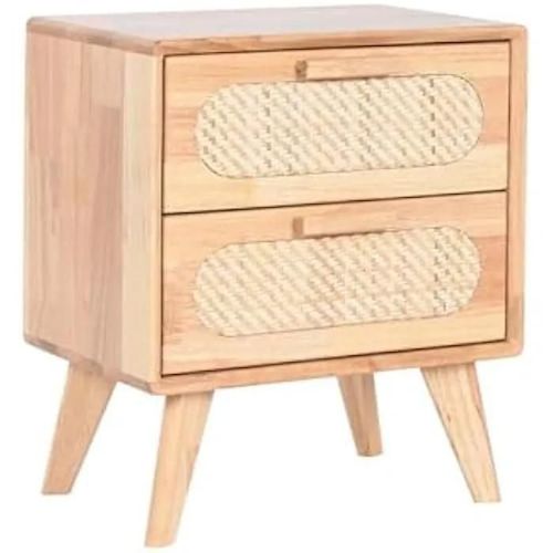 Table De Chevet - Home Esprit - Multicolore - Bois, Métal, Rotin - 40 X 30 X 48 Cm - Tiroir(S)