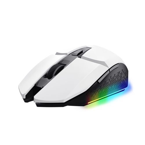 Trust Gaming GXT 110W Felox Souris Gamer sans Fil Rechargeable - 80 Heures d'autonomie, 800-4800 PPP, 6 Boutons, LED ¿ Blanc