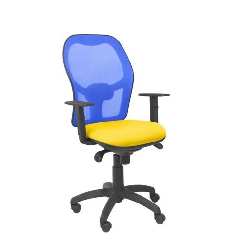 Chaise Jorquera maille bleue siège bali jaune