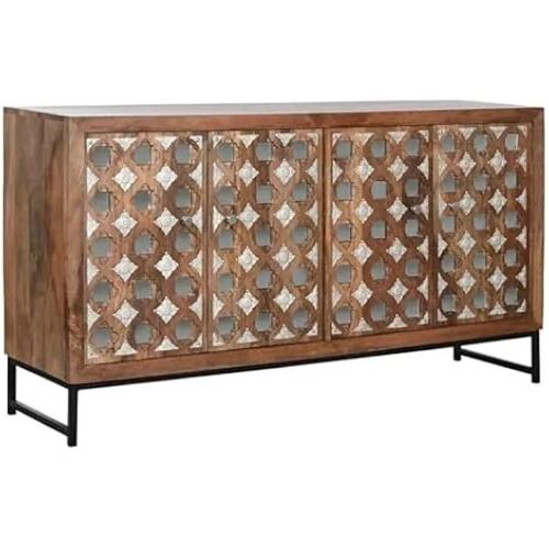 Buffet - Home Esprit - Marron Noir Argenté - 150 X 38 X 80 Cm - Buffet Bas - Salle À Manger