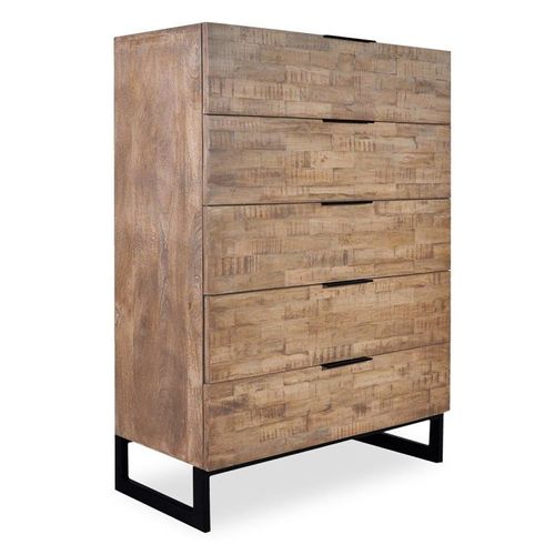 Paris Prix - Commode 5 Tiroirs Design "Bolta" 115cm Naturel