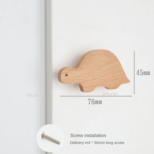 Tortue - Poignées De Porte De Garde-Robe En Bois Pour La Décoration De La Chambre Des Enfants, Quincaillerie De Meubles, Lune, Étoile, Nuage, Boutons De Meuble Foy