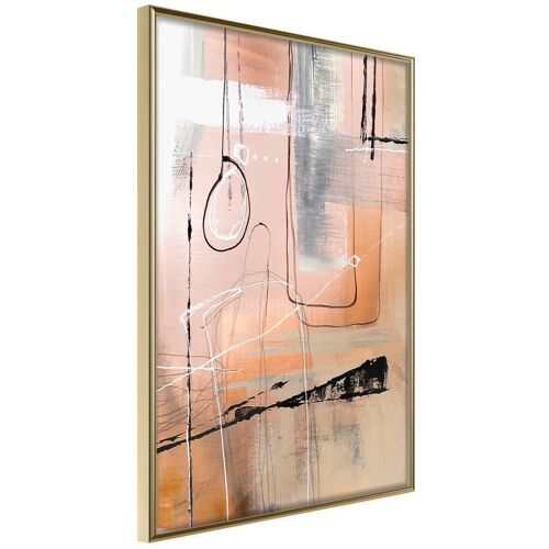Affiche Murale Encadrée "Pastel Abstraction" 40 X 60 Cm Or