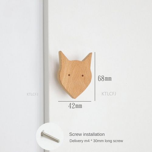 Renard - Poignées De Porte De Garde-Robe En Bois Pour La Décoration De La Chambre Des Enfants, Quincaillerie De Meubles, Lune, Étoile, Nuage, Boutons De Meuble Foy