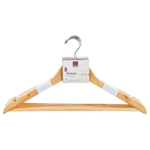 Lot de 8 Cintres en Bois "Strong" 45cm Naturel