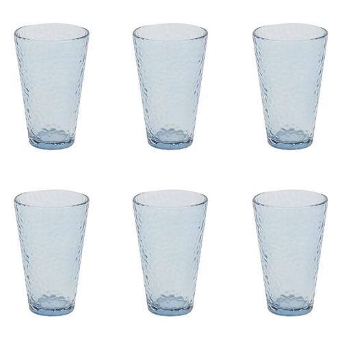 Paris Prix - Lot De 6 Verres À Eau "Martelé" 34cl Bleu Fumé