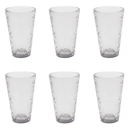 Paris Prix - Lot De 6 Verres À Eau "Martelé" 34cl Gris Irisé