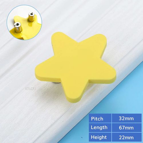 Étoile Jaune L - Poignée En Caoutchouc Étoile Lune, Mignon, Résistant Aux Coups, Bouton De Porte D'armoire, Chambre D'enfants, Garde-Robe De Bureau, Quincaillerie De Meubles