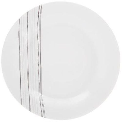 Lot De 6 Assiettes Plates "Lignes" 27cm Blanc