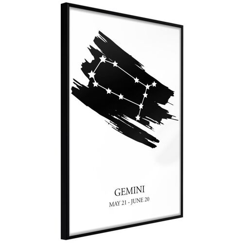 Affiche Murale Encadrée "Zodiac Gemini I" 30 X 42 Cm Noir