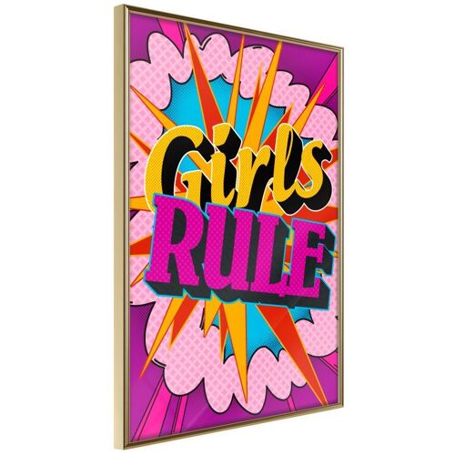 Affiche Murale Encadrée "Girls Rule Colour" 40 X 60 Cm Or