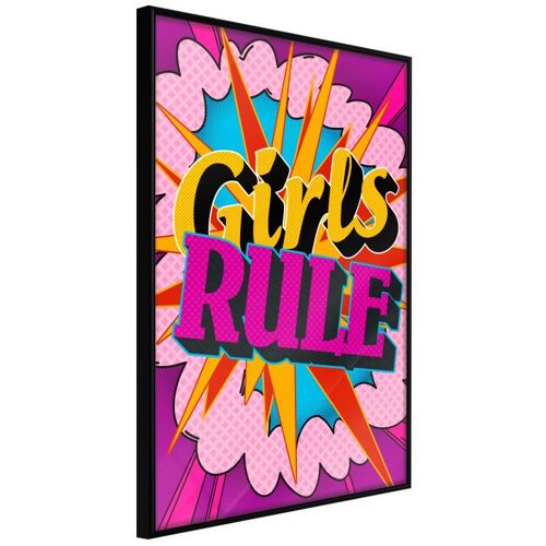 Affiche Murale Encadrée "Girls Rule Colour" 30 X 42 Cm Noir