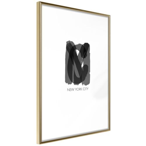 Affiche Murale Encadrée "Nyc" 30 X 42 Cm Or