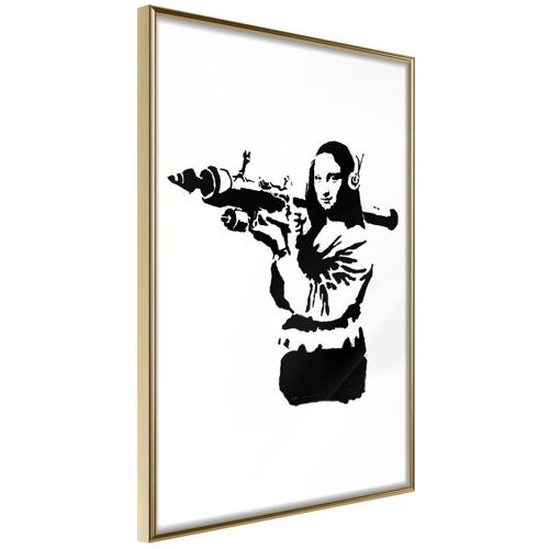 Affiche Murale Encadrée "Banksy Mona Lisa With Bazooka Ii" 40 X 60 Cm Or