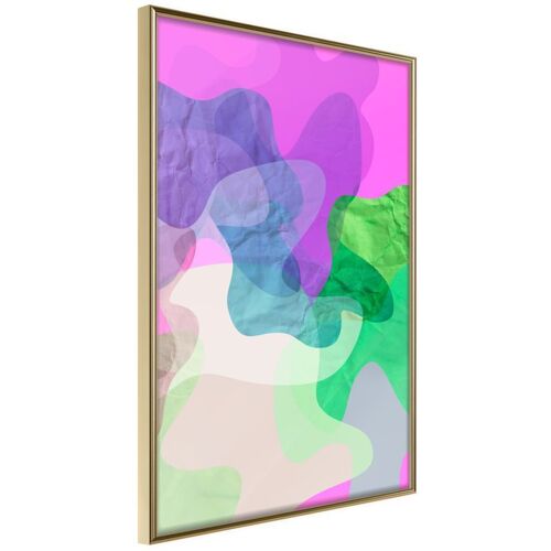 Affiche Murale Encadrée "Colourful Camouflage Pink" 21 X 30 Cm Or