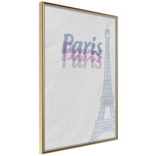 Affiche Murale Encadrée "Pastel Paris" 21 X 30 Cm Or