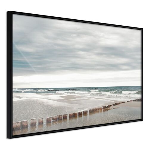 Affiche Murale Encadrée "Chilly Morning At The Seaside" 30 X 20 Cm Noir