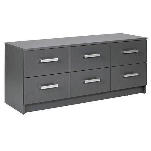 Paris Prix - Commode 6 Tiroirs Design "Azio" 122cm Gris