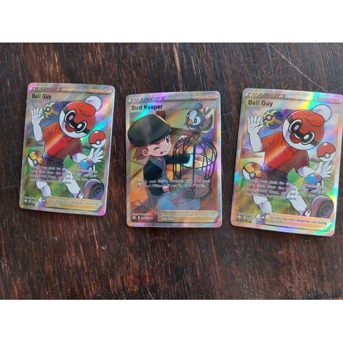Lot De 3 Cartes Pokemon Trainer's Supporter / Ball Guy Et Bird Keeper / Reverse Brillante