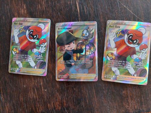 Lot De 3 Cartes Pokemon Trainer's Supporter / Ball Guy Et Bird Keeper / Reverse Brillante