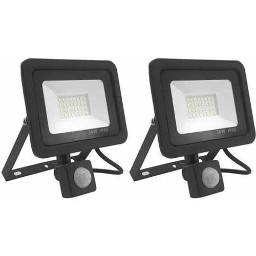 Lampe À Détecteur De Mouvement, 30 W, 2 700 Lm, 6 000 K, Éclairage De Sécurité Extérieur, Étanche Ip66, Cellule Photoélectrique, Enfichable, Détecteur De Mouvement, Jardin, Terrasse, Cour - Lot De 2