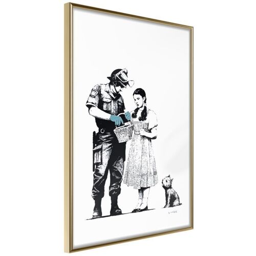 Affiche Murale Encadrée "Banksy Stop And Search " 21 X 30 Cm Or