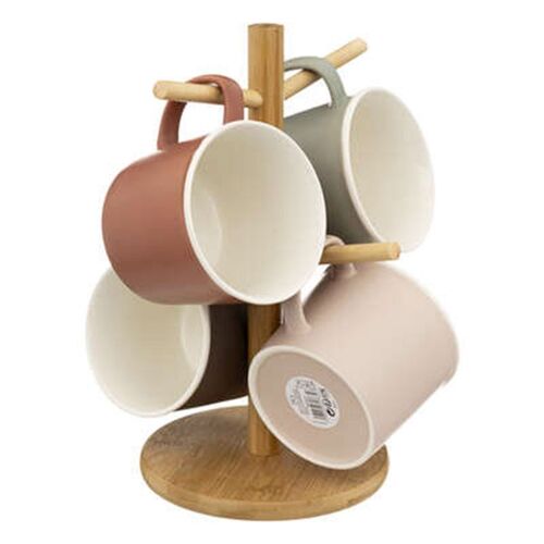 Lot De 4 Mugs Sur Rack "Nature" 38cl Multicolore