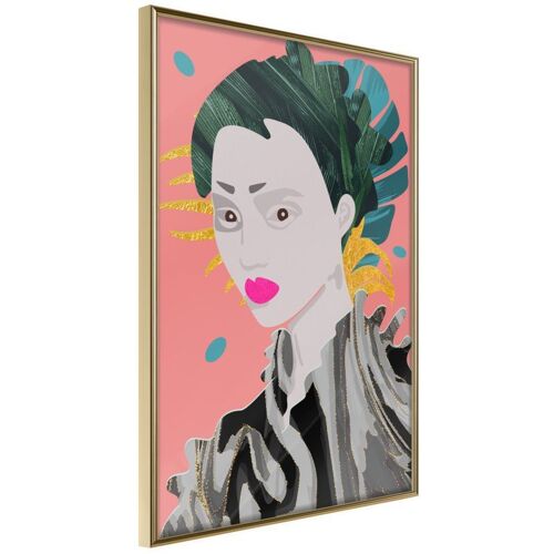 Affiche Murale Encadrée "Geisha" 21 X 30 Cm Or