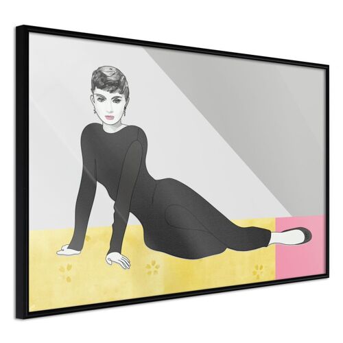 Affiche Murale Encadrée "Elegant Audrey" 90 X 60 Cm Noir