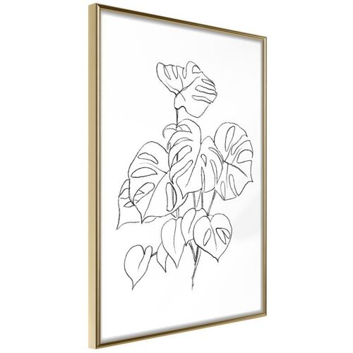 Affiche Murale Encadrée "Bouquet Of Leaves" 21 X 30 Cm Or